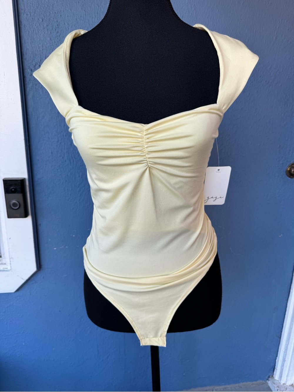 Gaze pale yellow bodysuit